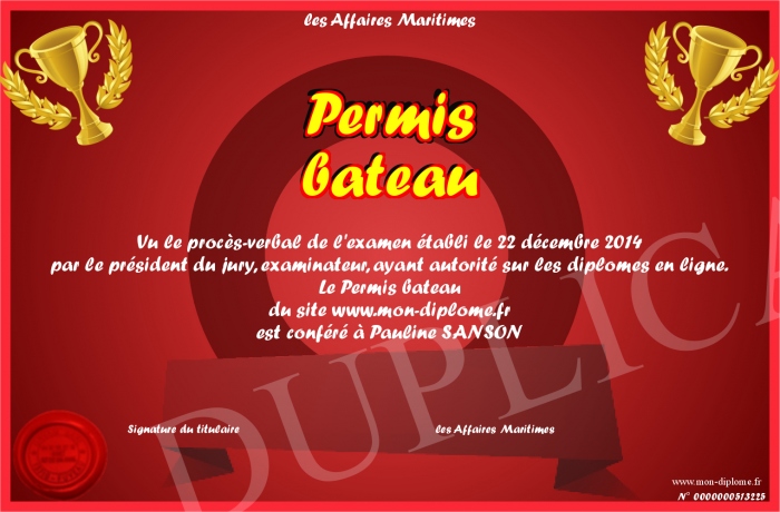 Affaires maritimes permis bateau